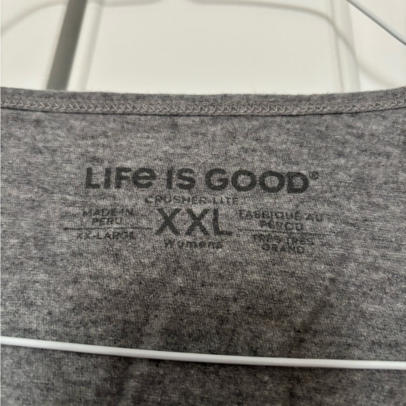 Life Is Good Heather Gray Boxy Tank Top with Floral Design - Picture 3 of 4